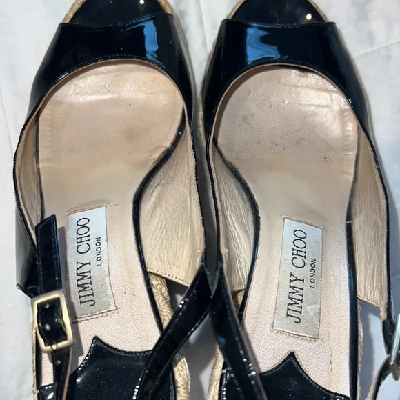 Jimmy Choo Patent Leather Espadrilles Black - Picture 5 of 7